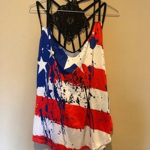 (5xL) Patriotic Lacy Tank Top